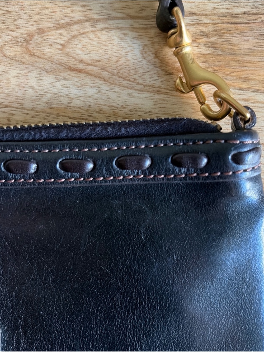 Dooney & Bourke Black Leather Wristlet with Gold Hardware - Picture 4 of 12